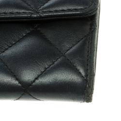 Chanel Black Quilted Leather CC Flap Continental Wallet