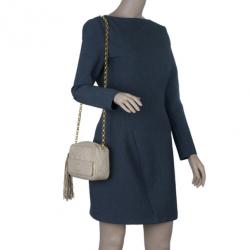 مملوكة مسبقًا Chanel Beige Quilted Lambskin Shoulder Bag With Tassel