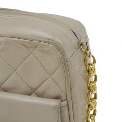 مملوكة مسبقًا Chanel Beige Quilted Lambskin Shoulder Bag With Tassel