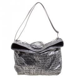 Pre Owned Chanel Dark Silver Vinyl Limited Edition Large Hobo