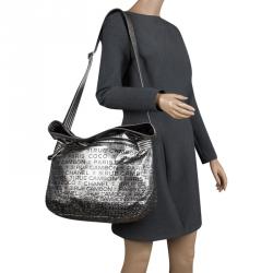 Pre Owned Chanel Dark Silver Vinyl Limited Edition Large Hobo