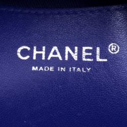 Pre Owned Chanel Blue Quilted Patent Leather Just Mademoiselle Bowling Bag