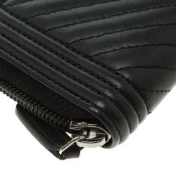 Chanel Black Chevron Leather Boy Zip Around Wallet