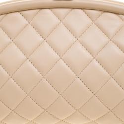 Pre Owned حقيبة كلاتش شانيل تايمليس جلد مبطنة بيج