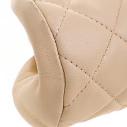 Pre Owned حقيبة كلاتش شانيل تايمليس جلد مبطنة بيج