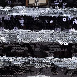 Pre Owned Chanel Black/Silver Stripe Sequins Reissue Shoulder Bag