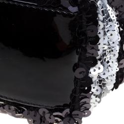 Pre Owned Chanel Black/Silver Stripe Sequins Reissue Shoulder Bag