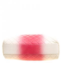 مملوكة مسبقًا حقيبة يد شانيل شوبينغ جلد كافيار مبطنة أومبريه وردية/ كريمية