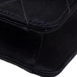 Pre Owned Chanel Black Quilted Satin Classic Flap Crossbody Bag