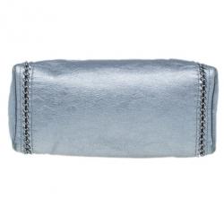 Pre Owned حقيبة شانيل لوكس لاين جلد فضي بسلاسل كبيرة باولر بوسطن دافل