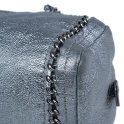 Pre Owned حقيبة شانيل لوكس لاين جلد فضي بسلاسل كبيرة باولر بوسطن دافل