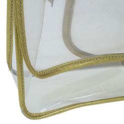 Pre Owned Chanel Gold Metallic Transparent Classic Single Flap Bag