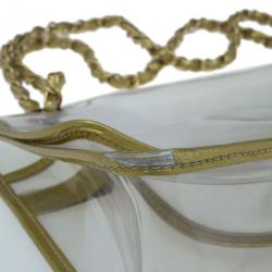 Pre Owned Chanel Gold Metallic Transparent Classic Single Flap Bag
