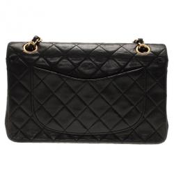 Pre Owned Chanel Black Classic Lambskin Small Double Flap Shoulder Bag