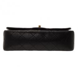 Pre Owned Chanel Black Classic Lambskin Small Double Flap Shoulder Bag