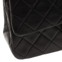 Pre Owned Chanel Black Classic Lambskin Small Double Flap Shoulder Bag