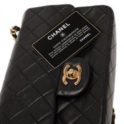 Pre Owned Chanel Black Classic Lambskin Small Double Flap Shoulder Bag