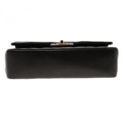 Pre Owned Chanel Black Lambskin Chevron Flap Shoulder Bag