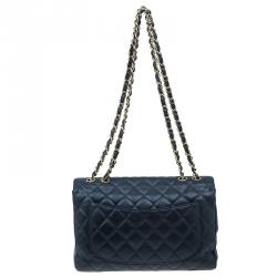 Pre Owned حقيبة شانيل كلاسيك جامبو جلد كافيار اسود بقلاب