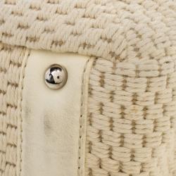 Pre Owned Chanel Cream Fabric and Leather Bowling Bag