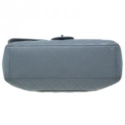 Pre Owned Chanel Grey Calfskin Classic Maxi Flap Bag