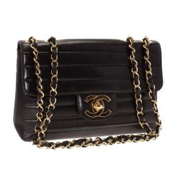 Pre Owned Chanel Black Vintage Horizontal Stitch Bag