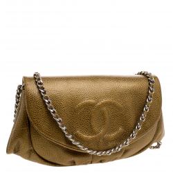 Chanel Gold Leather Halfmoon WOC Bag