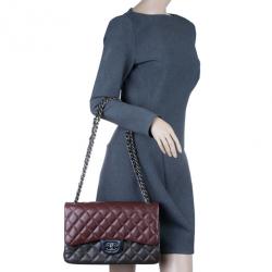 Pre Owned Chanel Tricolor Leather Paris Edinburgh Double Flap Bag