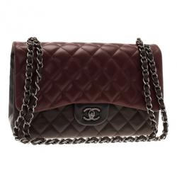 Pre Owned Chanel Tricolor Leather Paris Edinburgh Double Flap Bag