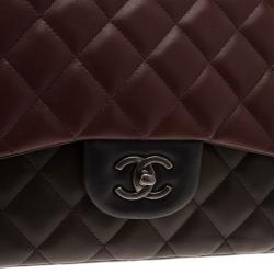 Pre Owned Chanel Tricolor Leather Paris Edinburgh Double Flap Bag