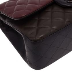 Pre Owned Chanel Tricolor Leather Paris Edinburgh Double Flap Bag