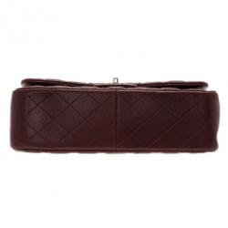 Pre Owned Chanel Burgundy Caviar Jumbo Double Flap Bag