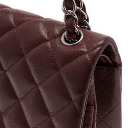 Pre Owned Chanel Burgundy Caviar Jumbo Double Flap Bag