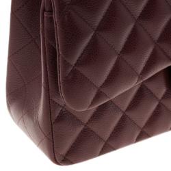 Pre Owned Chanel Burgundy Caviar Jumbo Double Flap Bag