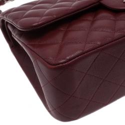 Pre Owned Chanel Burgundy Caviar Jumbo Double Flap Bag