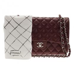 Pre Owned Chanel Burgundy Caviar Jumbo Double Flap Bag