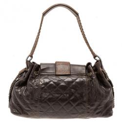 مملوكة مسبقًا Chanel Brown Calfskin and Stingray Jumbo Accordion Bag