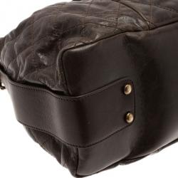 مملوكة مسبقًا Chanel Brown Calfskin and Stingray Jumbo Accordion Bag