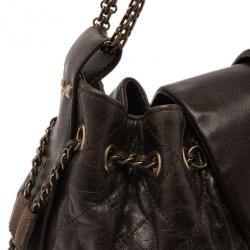 مملوكة مسبقًا Chanel Brown Calfskin and Stingray Jumbo Accordion Bag