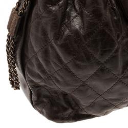 مملوكة مسبقًا Chanel Brown Calfskin and Stingray Jumbo Accordion Bag