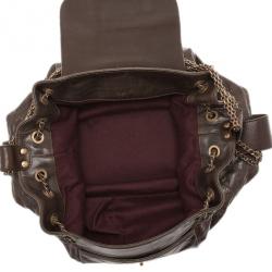 مملوكة مسبقًا Chanel Brown Calfskin and Stingray Jumbo Accordion Bag