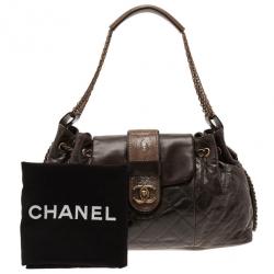 مملوكة مسبقًا Chanel Brown Calfskin and Stingray Jumbo Accordion Bag