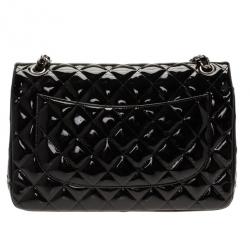 Pre Owned Chanel Black Patent Classic Double Flap Bag