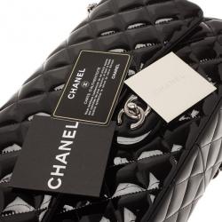 Pre Owned Chanel Black Patent Classic Double Flap Bag