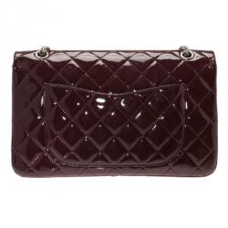 Pre Owned Chanel Burgundy Patent Leather 2.55 Reissue Double Flap Bag