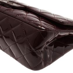 Pre Owned Chanel Burgundy Patent Leather 2.55 Reissue Double Flap Bag