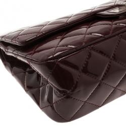 Pre Owned Chanel Burgundy Patent Leather 2.55 Reissue Double Flap Bag