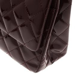 Pre Owned Chanel Burgundy Patent Leather 2.55 Reissue Double Flap Bag