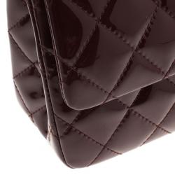 Pre Owned Chanel Burgundy Patent Leather 2.55 Reissue Double Flap Bag