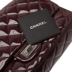 Pre Owned Chanel Burgundy Patent Leather 2.55 Reissue Double Flap Bag